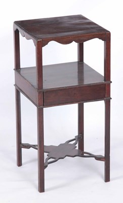 Lot 859 - A SMALL GEORGIAN MAHOGANY TWO TIER SIDE TABLE...