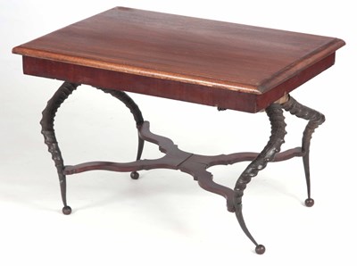 Lot 871 - A 20TH CENTURY MAHOGANY TOPPED COFFEE TABLE...