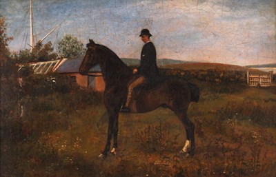 Lot 338 - 19TH CENTURY OIL ON CANVAS 

Horse and rider...