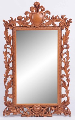 Lot 873 - AN ITALIAN CARVED PINE FRAMED MIRROR 106cm...