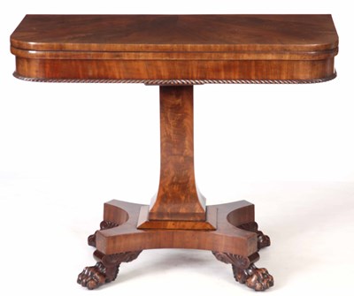 Lot 888 - A LATE REGENCY FLAMED MAHOGANY TEA TABLE with...