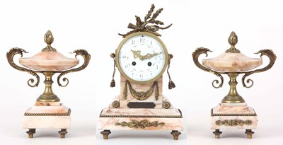 Lot 89 - A LATE 19th CENTURY FRENCH CLOCK GARNITURE the...