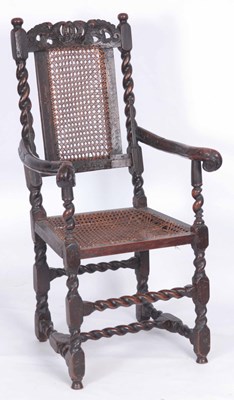 Lot 894 - A WILLIAM AND MARY WALNUT BERGERE ARMCHAIR...