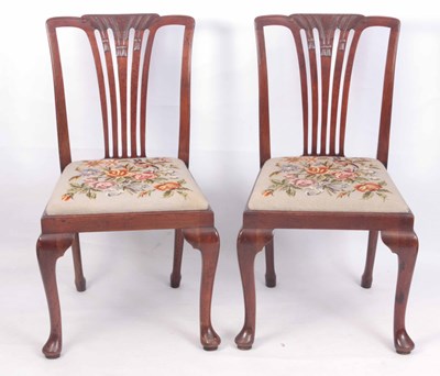 Lot 896 - A PAIR OF MAHOGANY SIDE CHAIRS with carved...