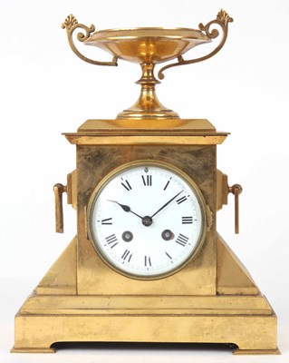 Lot 98 - A 19TH CENTURY GILT BRASS FRENCH MANTLE CLOCK...