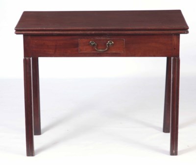 Lot 1033 - A GEORGE III MAHOGANY CARD TABLE with a frieze...