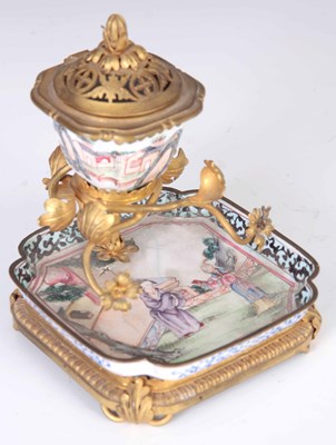 Lot 108 - AN 18TH CENTURY CHINESE CANTON ENAMEL INKWELL...