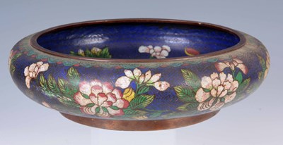 Lot 122 - A CHINESE CLOISONNE BOWL with flowers and leaf...