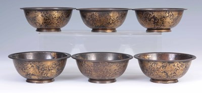 Lot 131 - A SET OF SIX EARLY 20TH CENTURY GILT BRONZE...