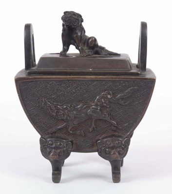 Lot 133 - A 19th CENTURY CHINESE BRONZE LIDDED CENSER of...