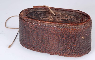 Lot 166 - AN 18TH CENTURY ORIENTAL OVAL WOVEN BAMBOO/...