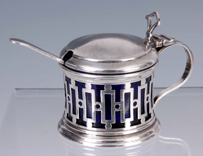 Lot 202 - A GEORGE V SILVER MUSTARD POT with open work...