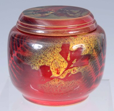 Lot 24 - A 20TH CENTURY FLAMBÉ GLAZED LIDDED POT...