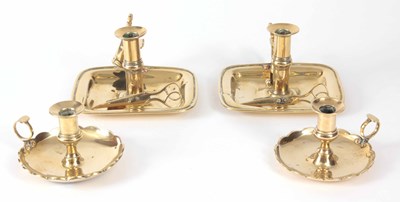 Lot 259 - A PAIR OF GEORGIAN RECTANGULAR BRASS CHAMBER...