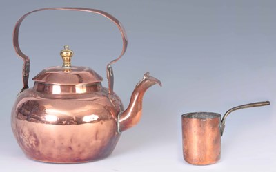 Lot 262 - AN 18TH/EARLY 19TH CENTURY DUTCH COPPER KETTLE...