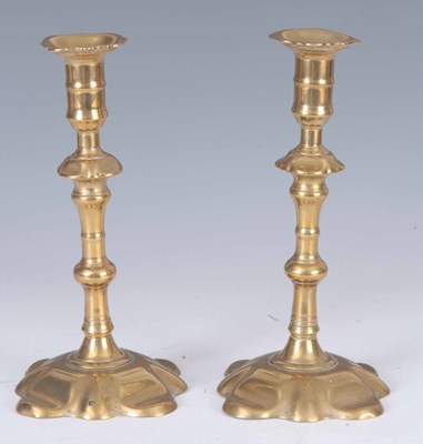 Lot 268 - A PAIR OF EARLY 18TH CENTURY SEAMED BRASS...