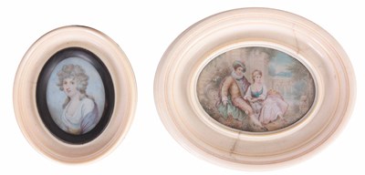 Lot 368 - TWO PORTRAIT MINIATURES IN OVAL IVORY FRAMES...