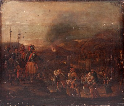 Lot 394 - A 17th/18th CENTURY OIL ON CANVAS LAID ON...