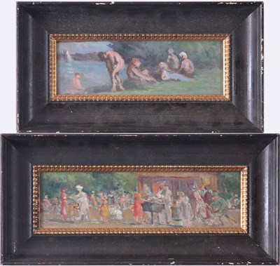 Lot 403 - A PAIR OF 19th CENTURY OILS ON BOARD. People...