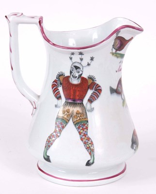 Lot 45 - A 19th CENTURY HARLEQUIN PUZZLE JUG decorated...
