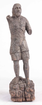 Lot 466 - A 16th/17th CENTURY FRENCH CARVED FIGURE...