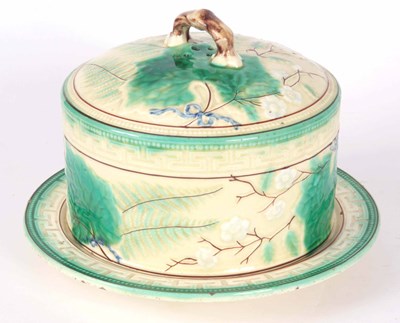 Lot 47 - A 19TH CENTURY ENGLISH MAJOLICA CHEESE DISH...