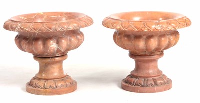 Lot 554 - A PAIR OF 19TH CENTURY GRAND TOUR MARBLE URNS...