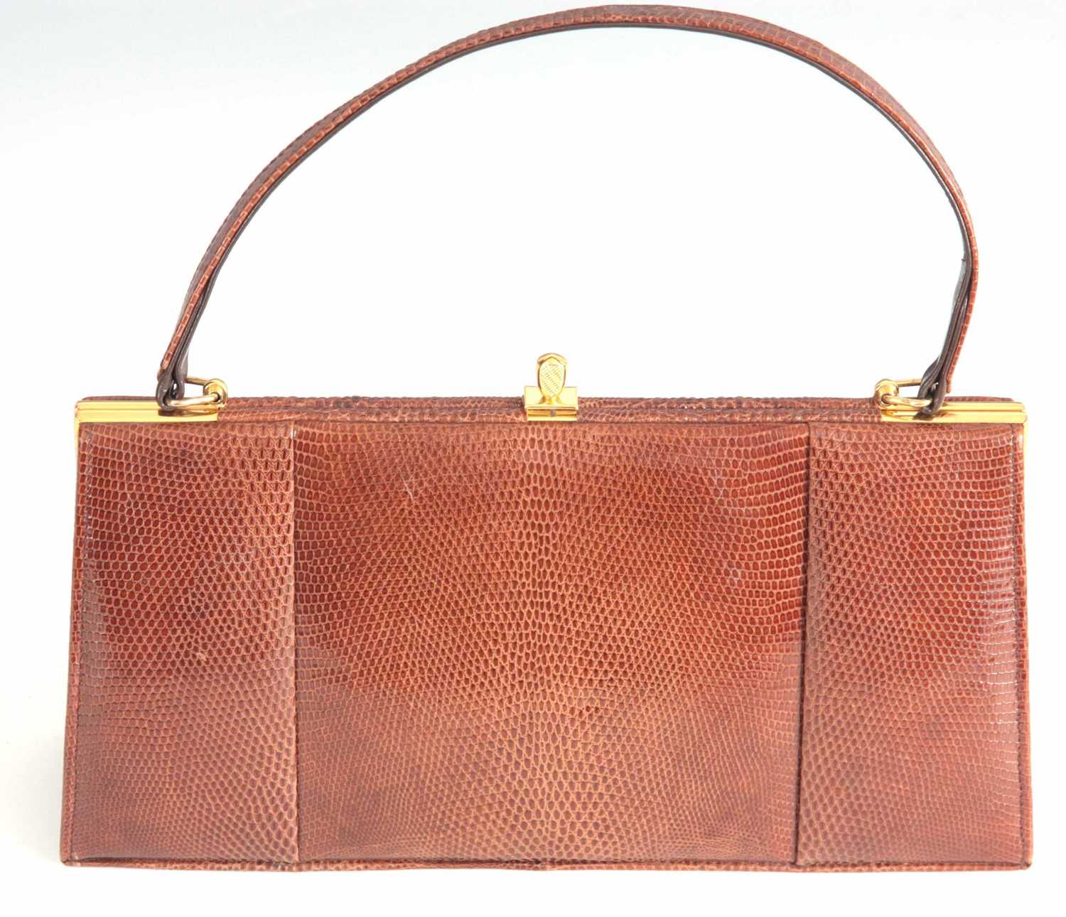 Lot 637 - A WIDEGATE LONDON BROWN LIZARD SKIN LADIES...