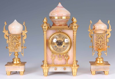 Lot 721 - A LATE 19th CENTURY FRENCH PINK ONYX AND GILT...