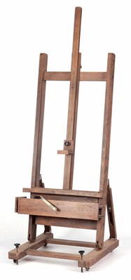 Lot 830 - A LARGE MID 20TH CENTURY ELM ADJUSTABLE EASEL...