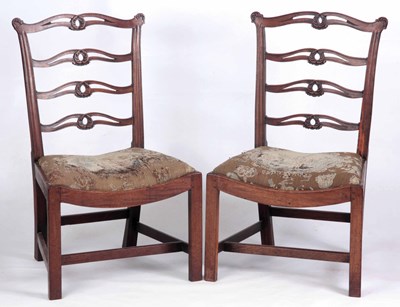 Lot 832 - A PAIR OF MID 18TH CENTURY MAHOGANY SIDE...