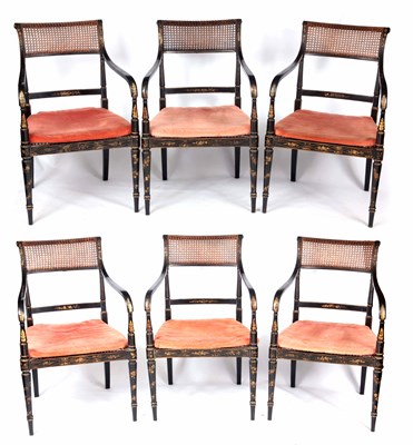 Lot 860 - A SET OF SIX HEPPLEWHITE STYLE 19TH CENTURY...