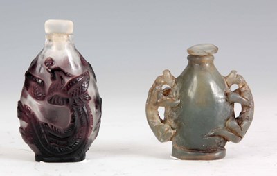 Lot 88 - TWO CHINESE SNUFF BOTTLES, ONE CLEAR AND...