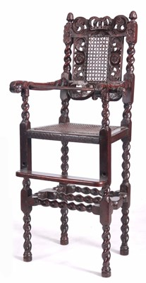 Lot 918 - A CHARLES II WALNUT CHILDS HIGH CHAIR of...