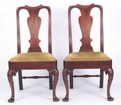 Lot 920 - A PAIR OF GEORGE I WALNUT SIDE CHAIRS with...