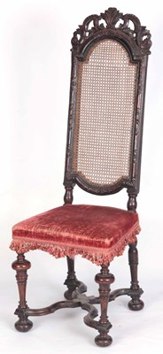 Lot 924 - A LATE 17TH CENTURY CANED HIGH BACK WALNUT...