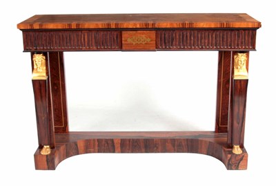 Lot 967 - A SMART REGENCY STYLE ROSEWOOD CONSOL TABLE...