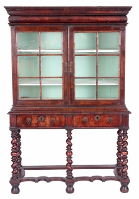 Lot 978 - A WILLIAM AND MARY WALNUT CABINET ON STAND...