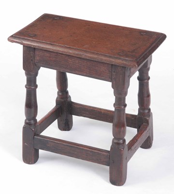 Lot 981 - A 17TH CENTURY OAK JOINT STOOL with moulded...