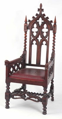 Lot 983 - A LATE 19TH CENTURY OAK GOTHIC REVIVAL...