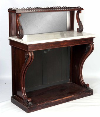 Lot 996 - A STYLISH WILLIAM IV FIGURED ROSEWOOD CONSOLE...