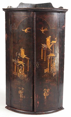 Lot 994 - AN 18TH CENTURY BLACK JAPANNED AND CHINOISERIE...