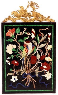 Lot 391 - A black Slate and Pietra Dura inlaid...