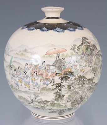 Lot 84 - A MEIJI PERIOD JAPANESE SATSUMA POTTERY VASE...