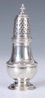 Lot 247 - A GEORGE V SILVER SUGAR CASTER of baluster...