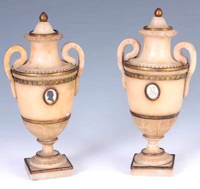 Lot 539 - A PAIR OF REGENCY ORMOLU MOUNTED ALABASTER...