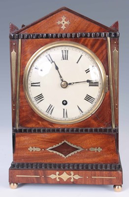 Lot 705 - A REGENCY MAHOGANY AND BRASS INLAID MANTEL...