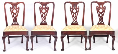 Lot 925 - A SET OF 4 EARLY GEORGIAN WALNUT CHAIRS with...