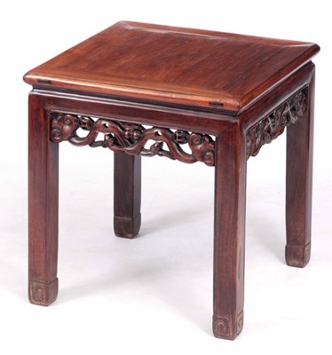 Lot 175 - A 19TH CENTURY CHINESE HARDWOOD SQUARE...