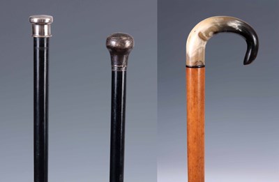 Lot 324 - THREE EARLY 20TH CENTURY WALKING STICKS one...